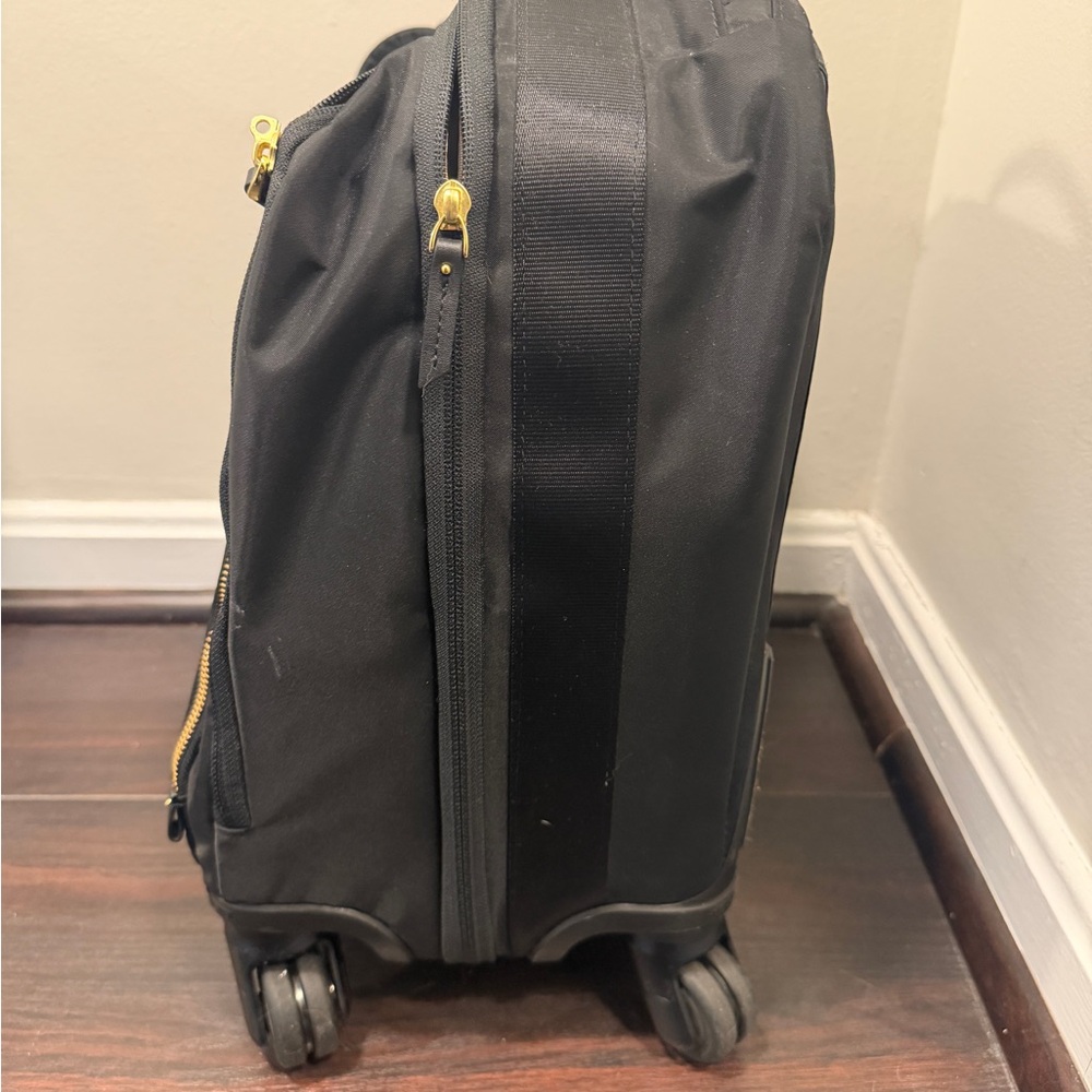Tumi Black Rolling Travel Bag with Gold Hardware and Front Pocket - Picture 5 of 8